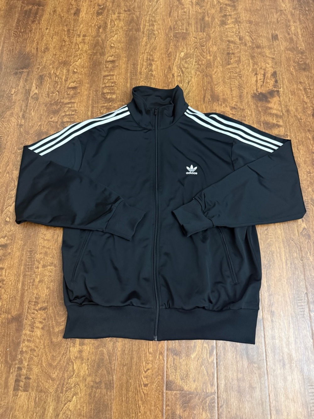 adidas Men’s Black Track Jacket with White 3-Stripes Size XL